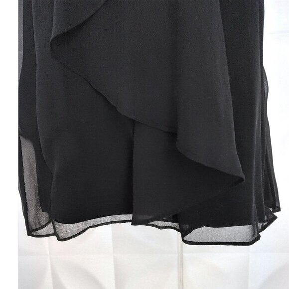 Black Shift Cocktail Dress Chiffon Sparkle A-line Swing 6 White House Mini - Picture 7 of 15